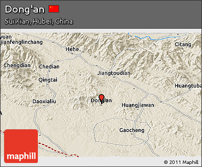 Shaded Relief Panoramic Map of Dong'an
