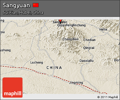 Shaded Relief Panoramic Map of Sangyuan