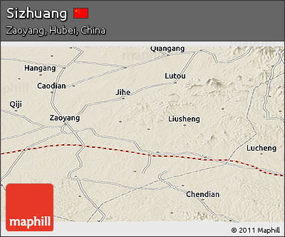 Shaded Relief Panoramic Map of Sizhuang