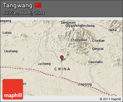 Shaded Relief Panoramic Map of Tangwang