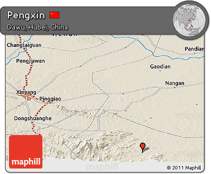 Shaded Relief Panoramic Map of Pengxin