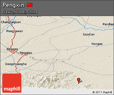 Shaded Relief Panoramic Map of Pengxin