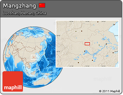 Shaded Relief Location Map of Mangzhang