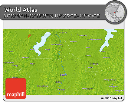 Physical 3D Map of the Area around 32° 8' 5" N, 116° 31' 30" E