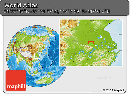 Physical Location Map of the Area around 32° 8' 5" N, 116° 31' 30" E