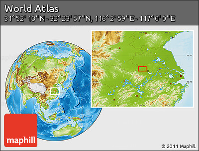 Physical Location Map of the Area around 32° 8' 5" N, 116° 31' 30" E