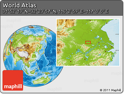 Physical Location Map of the Area around 32° 8' 5" N, 116° 31' 30" E