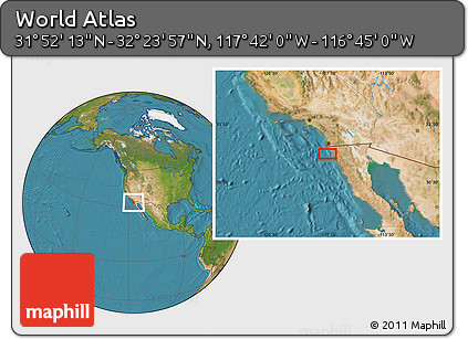 Satellite Location Map of the Area around 32° 8' 5" N, 117° 13' 29" W
