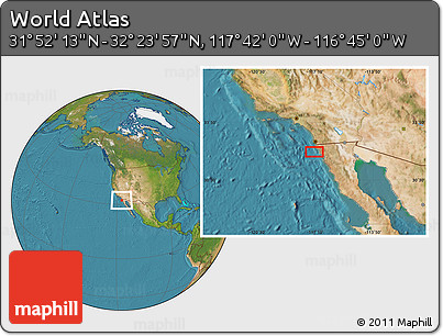 Satellite Location Map of the Area around 32° 8' 5" N, 117° 13' 29" W