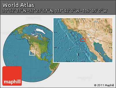 Satellite Location Map of the Area around 32° 8' 5" N, 117° 13' 29" W