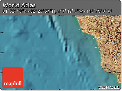 Satellite Map of the Area around 32° 8' 5" N, 117° 13' 29" W