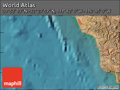 Satellite Map of the Area around 32° 8' 5" N, 117° 13' 29" W