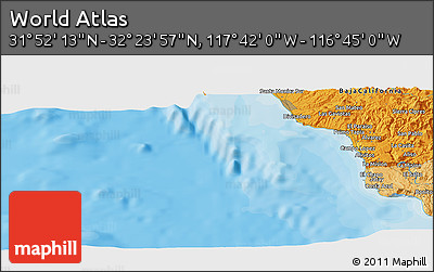 Political Panoramic Map of the Area around 32° 8' 5" N, 117° 13' 29" W