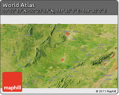 Satellite 3D Map of the Area around 32° 8' 5" N, 118° 13' 29" E
