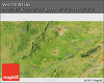 Satellite 3D Map of the Area around 32° 8' 5" N, 118° 13' 29" E