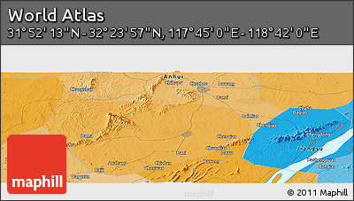 Political Panoramic Map of the Area around 32° 8' 5" N, 118° 13' 29" E
