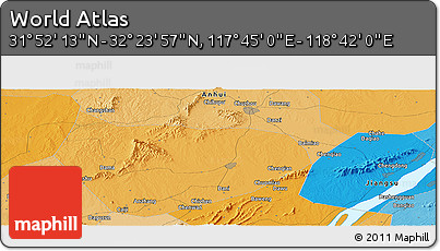 Political Panoramic Map of the Area around 32° 8' 5" N, 118° 13' 29" E