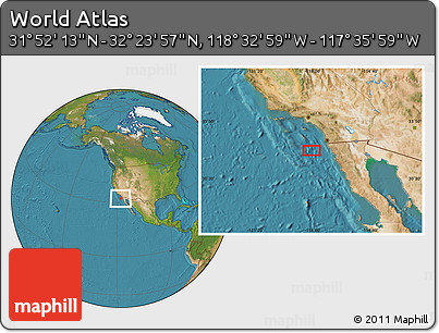 Satellite Location Map of the Area around 32° 8' 5" N, 118° 4' 29" W