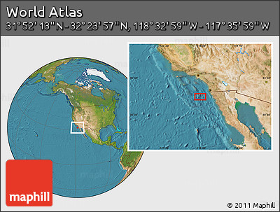 Satellite Location Map of the Area around 32° 8' 5" N, 118° 4' 29" W