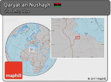Gray Location Map of Qaryat An Nushayh, hill shading