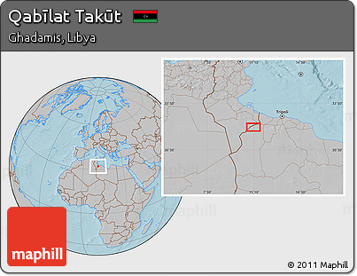 Gray Location Map of Qabīlat Takūt, hill shading