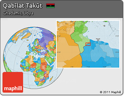Political Location Map of Qabīlat Takūt