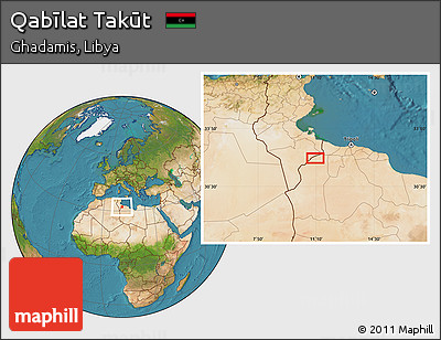 Satellite Location Map of Qabīlat Takūt