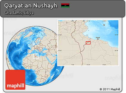 Shaded Relief Location Map of Qaryat An Nushayh