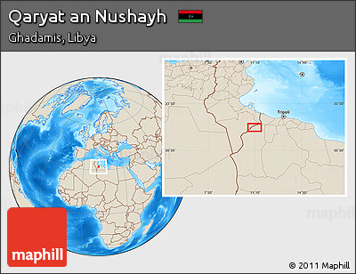 Shaded Relief Location Map of Qaryat An Nushayh