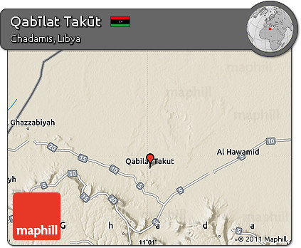 Shaded Relief Map of Qabīlat Takūt