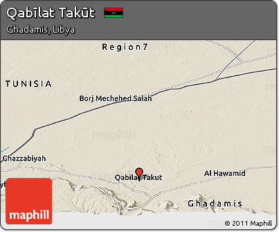 Shaded Relief Panoramic Map of Qabīlat Takūt