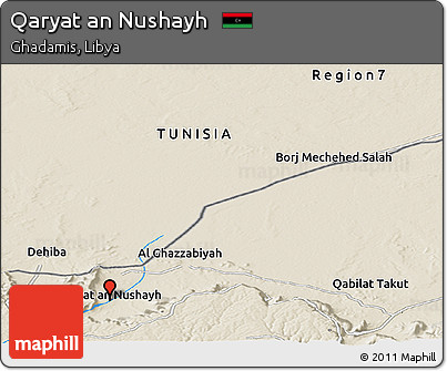 Shaded Relief Panoramic Map of Qaryat An Nushayh