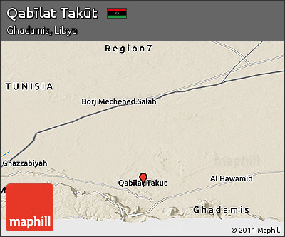 Shaded Relief Panoramic Map of Qabīlat Takūt