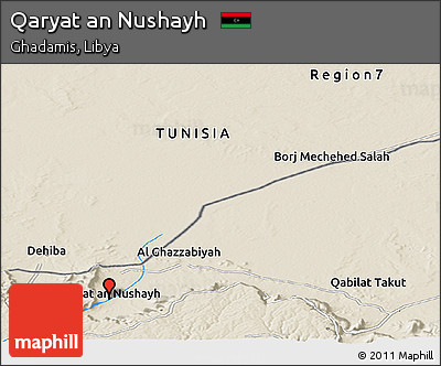 Shaded Relief Panoramic Map of Qaryat An Nushayh