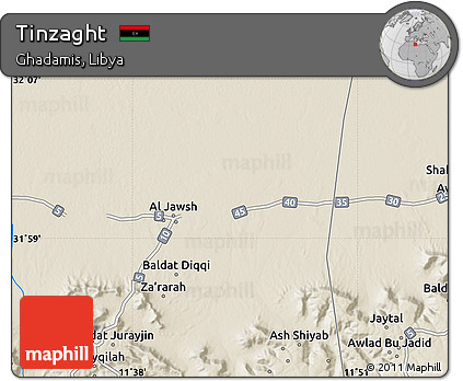 Shaded Relief Map of Tinzaght