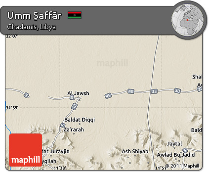 Shaded Relief Map of Umm Şaffār