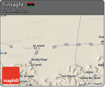 Shaded Relief Map of Tinzaght