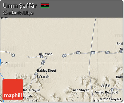 Shaded Relief Map of Umm Şaffār
