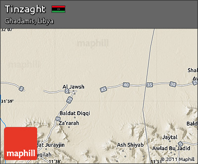 Shaded Relief Map of Tinzaght