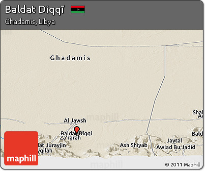 Shaded Relief Panoramic Map of Baldat Diqqī