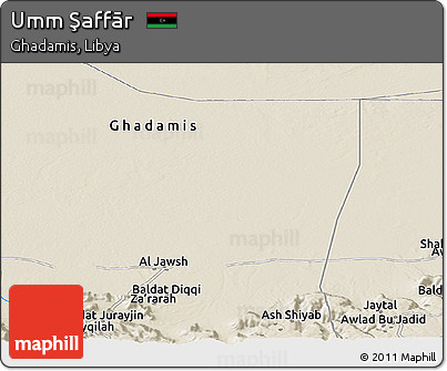 Shaded Relief Panoramic Map of Umm Şaffār