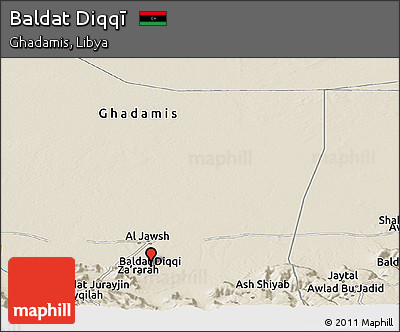 Shaded Relief Panoramic Map of Baldat Diqqī