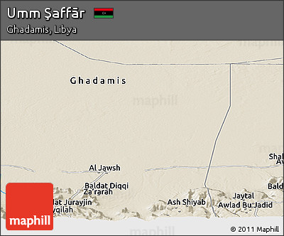 Shaded Relief Panoramic Map of Umm Şaffār
