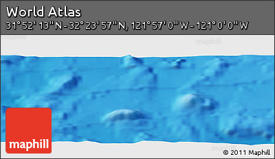 Physical Panoramic Map of the Area around 32° 8' 5" N, 121° 28' 29" W