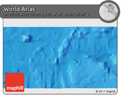 Physical 3D Map of the Area around 32° 8' 5" N, 122° 19' 29" W