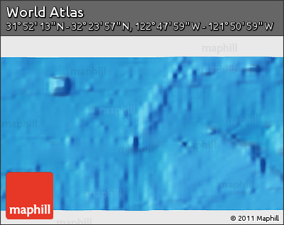 Physical 3D Map of the Area around 32° 8' 5" N, 122° 19' 29" W