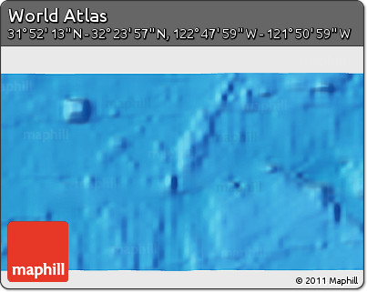 Physical 3D Map of the Area around 32° 8' 5" N, 122° 19' 29" W