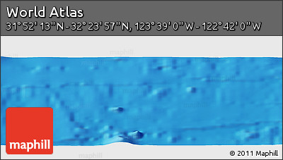 Physical Panoramic Map of the Area around 32° 8' 5" N, 123° 10' 30" W