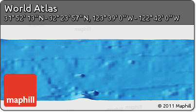 Physical Panoramic Map of the Area around 32° 8' 5" N, 123° 10' 30" W
