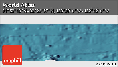 Satellite Panoramic Map of the Area around 32° 8' 5" N, 123° 10' 30" W